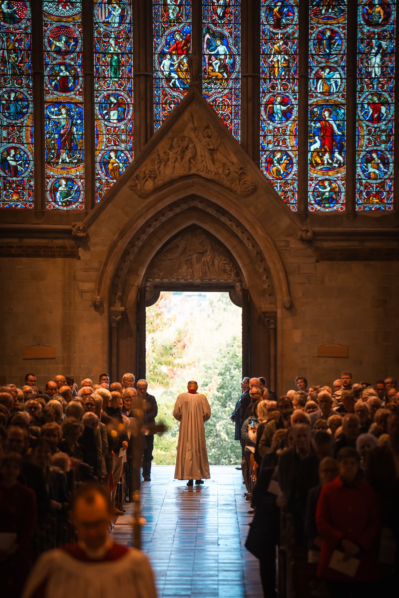 Bishop John leaving the Cathedral