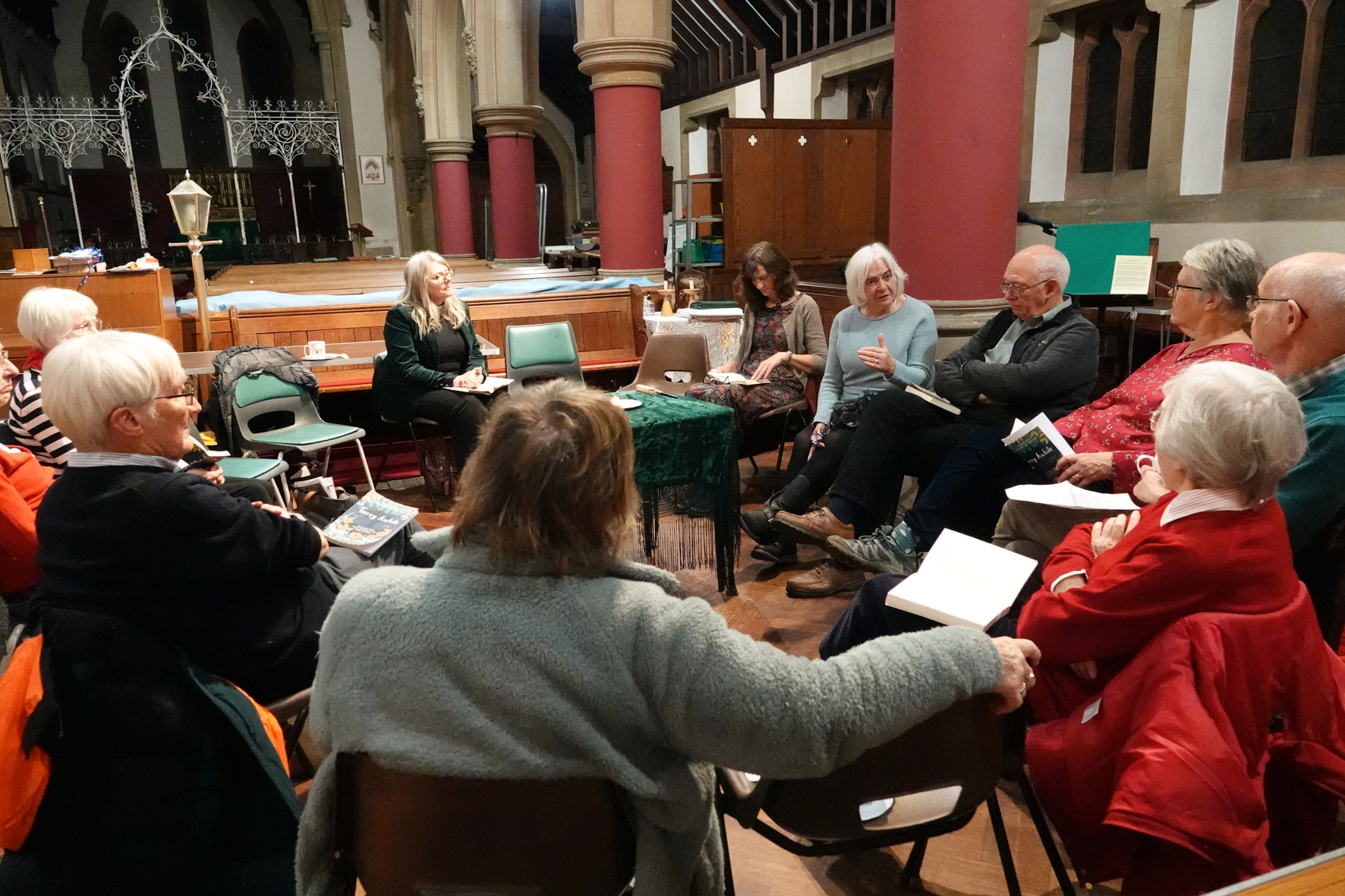 members of bewdley book club sitting in a circle chatting