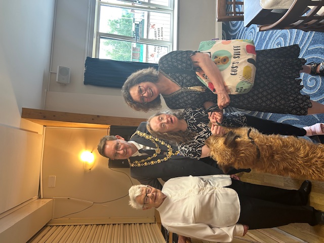 Mayor of Dudley with Barbara Pugh, Lucy and another lady involved in the learning disability service in Cookley