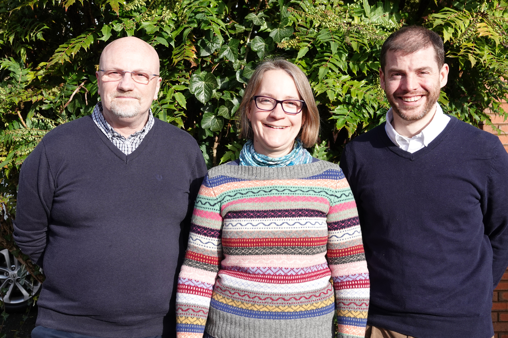 Ian Hill, Erica Siddall and Lee Westcott standing side by side