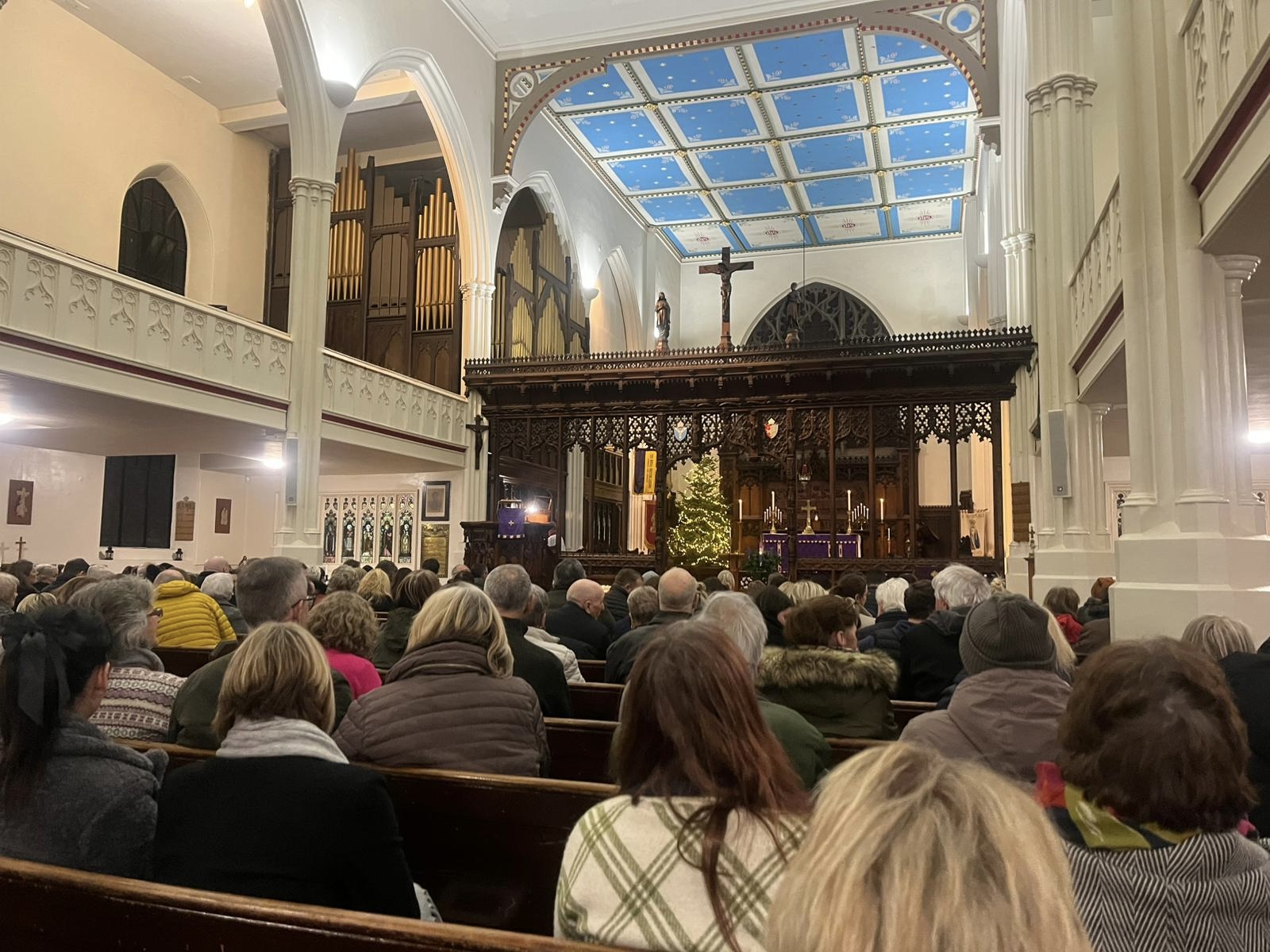 People gathered in church for the service