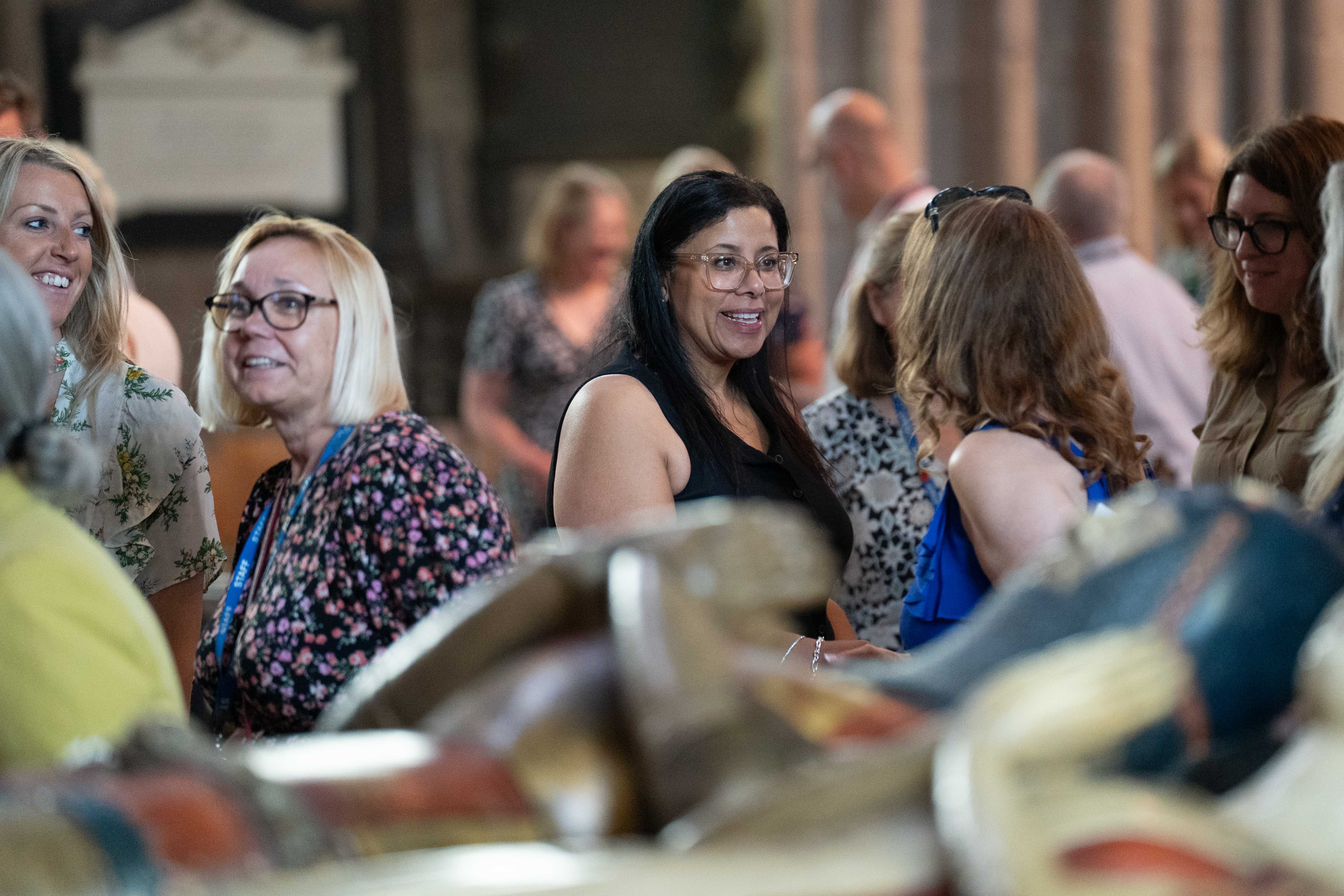 Teachers greeting each other in the cathedal