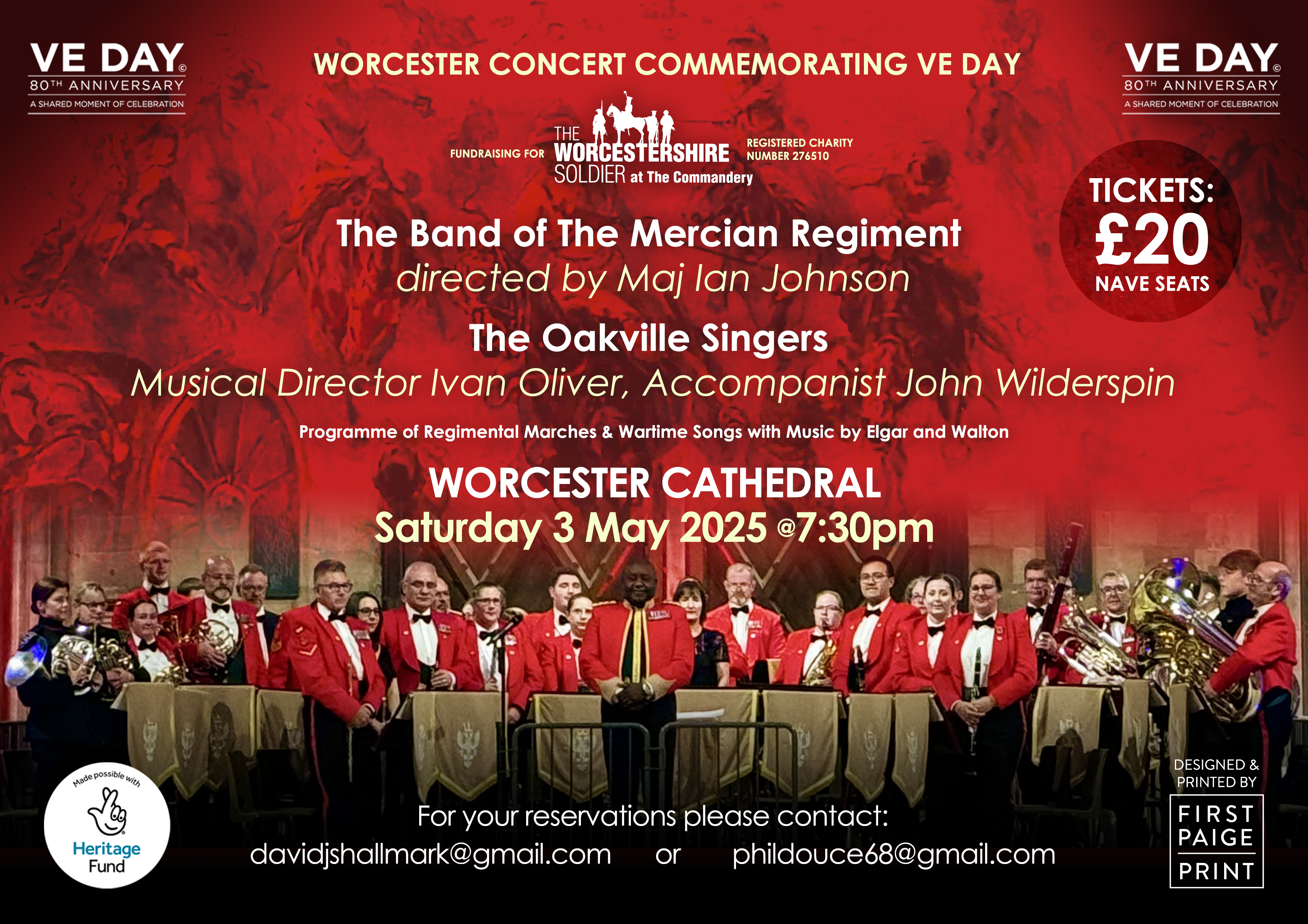 Poster for the VE Day concert at Worcester Cathedral on 3 May