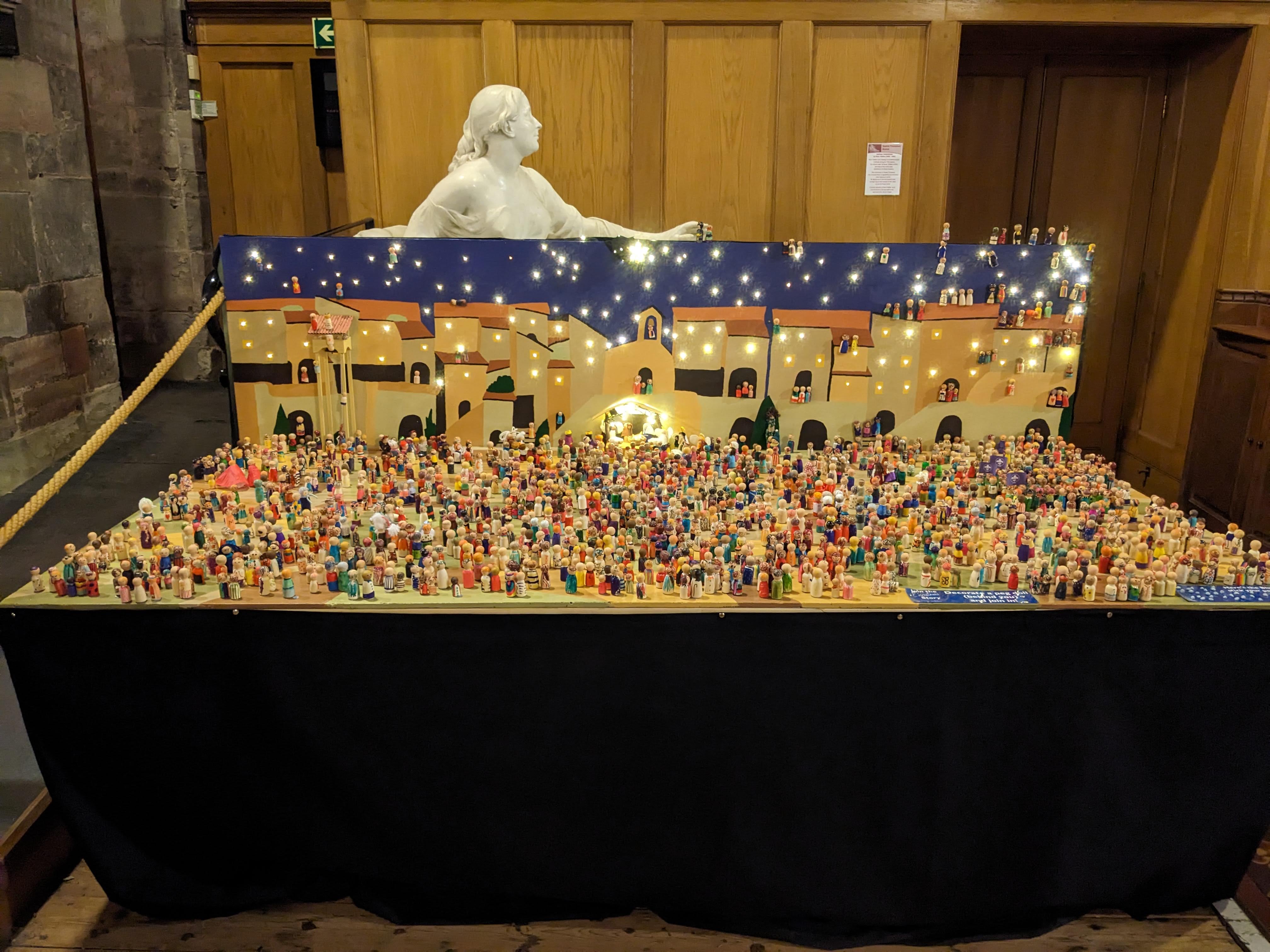 The peg doll nativity scene in Malvern Prioty