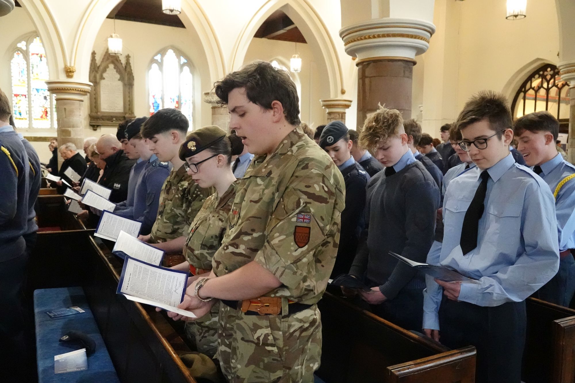 Young cadets sing the first hymn