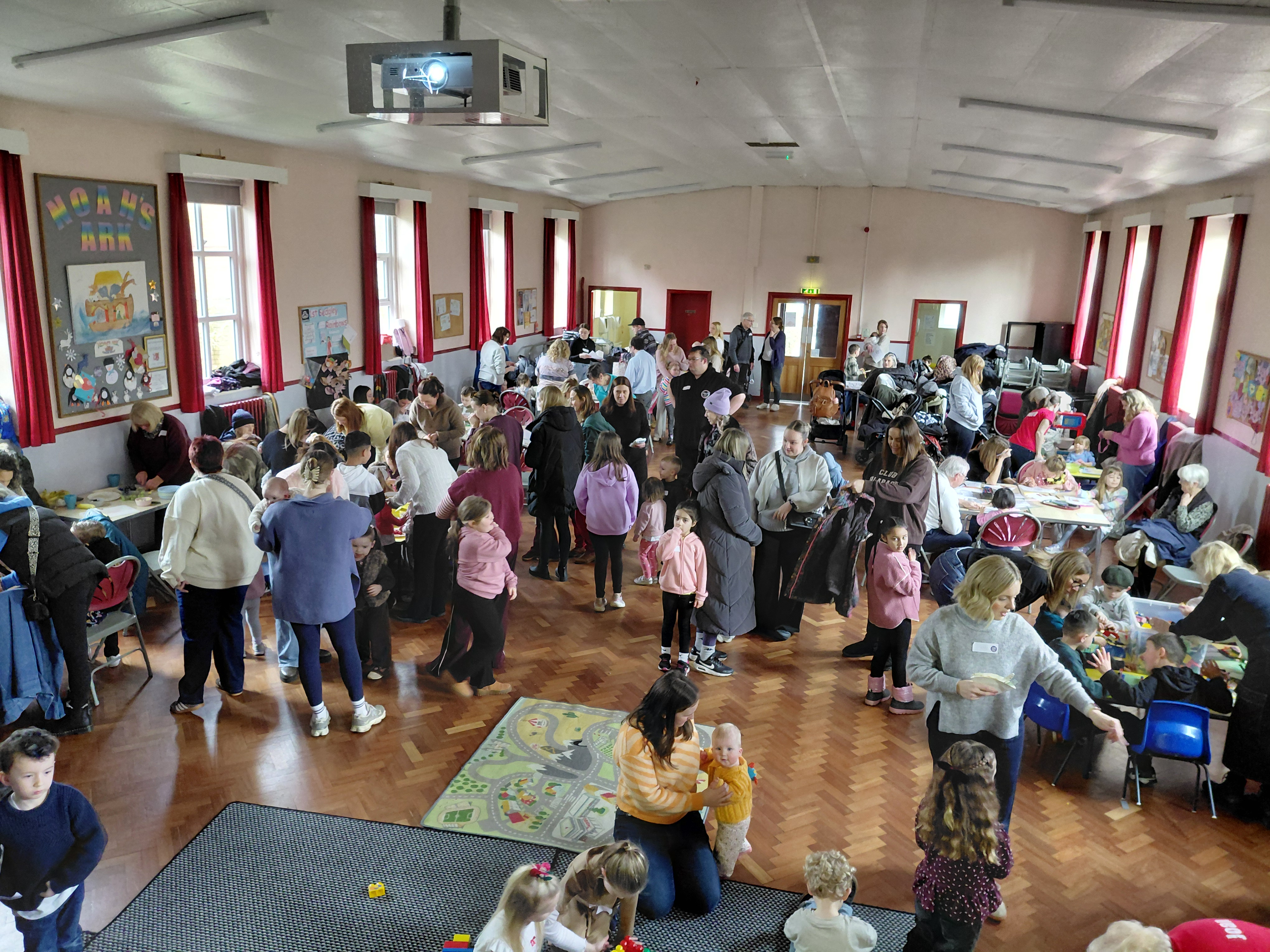 The church hall at All Saints Sedgley full of people