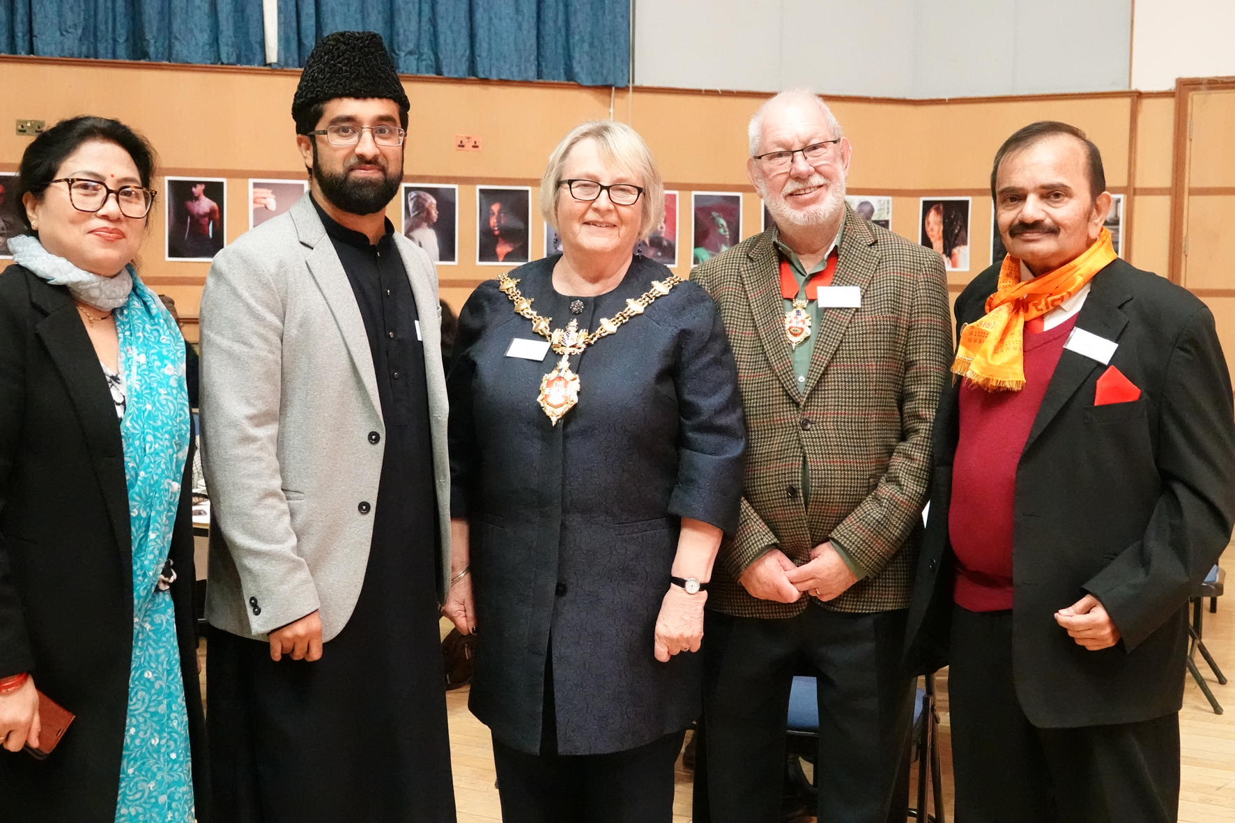 The mayor of Dudley with people different faiths at an Interfaith celebration