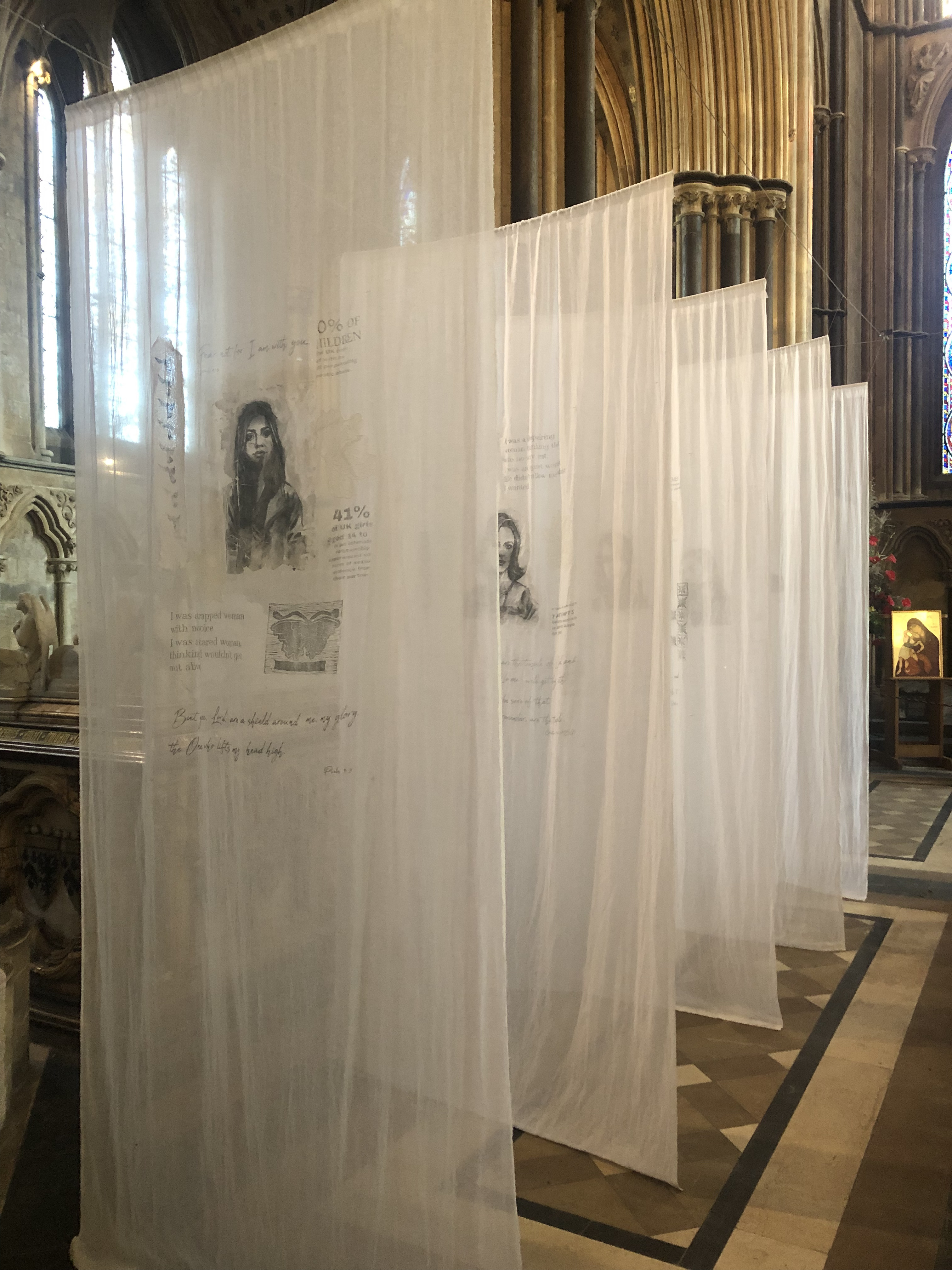 Five hanging banners in the lady chapel