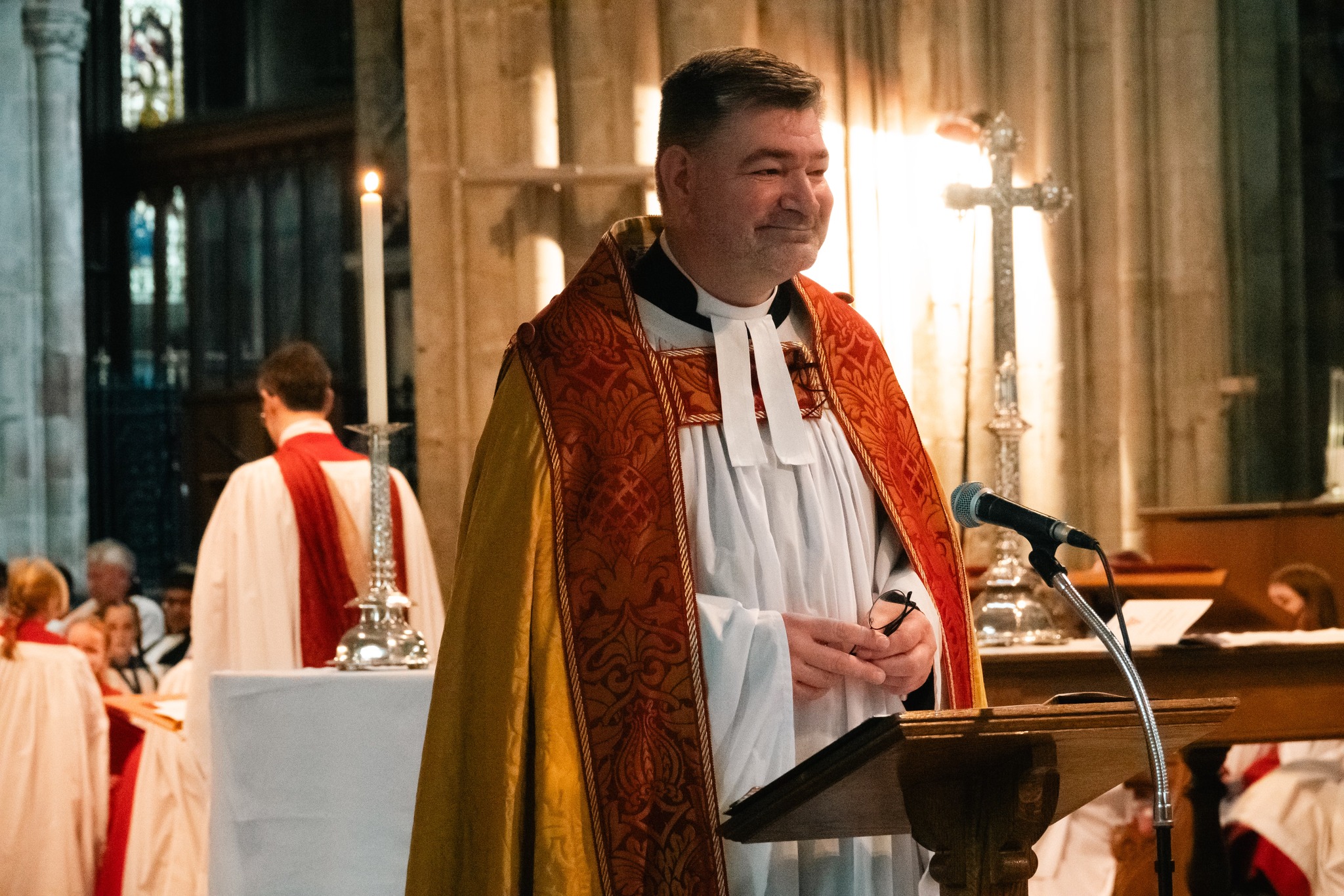 Stephen standing at the lectern in the Cathedral