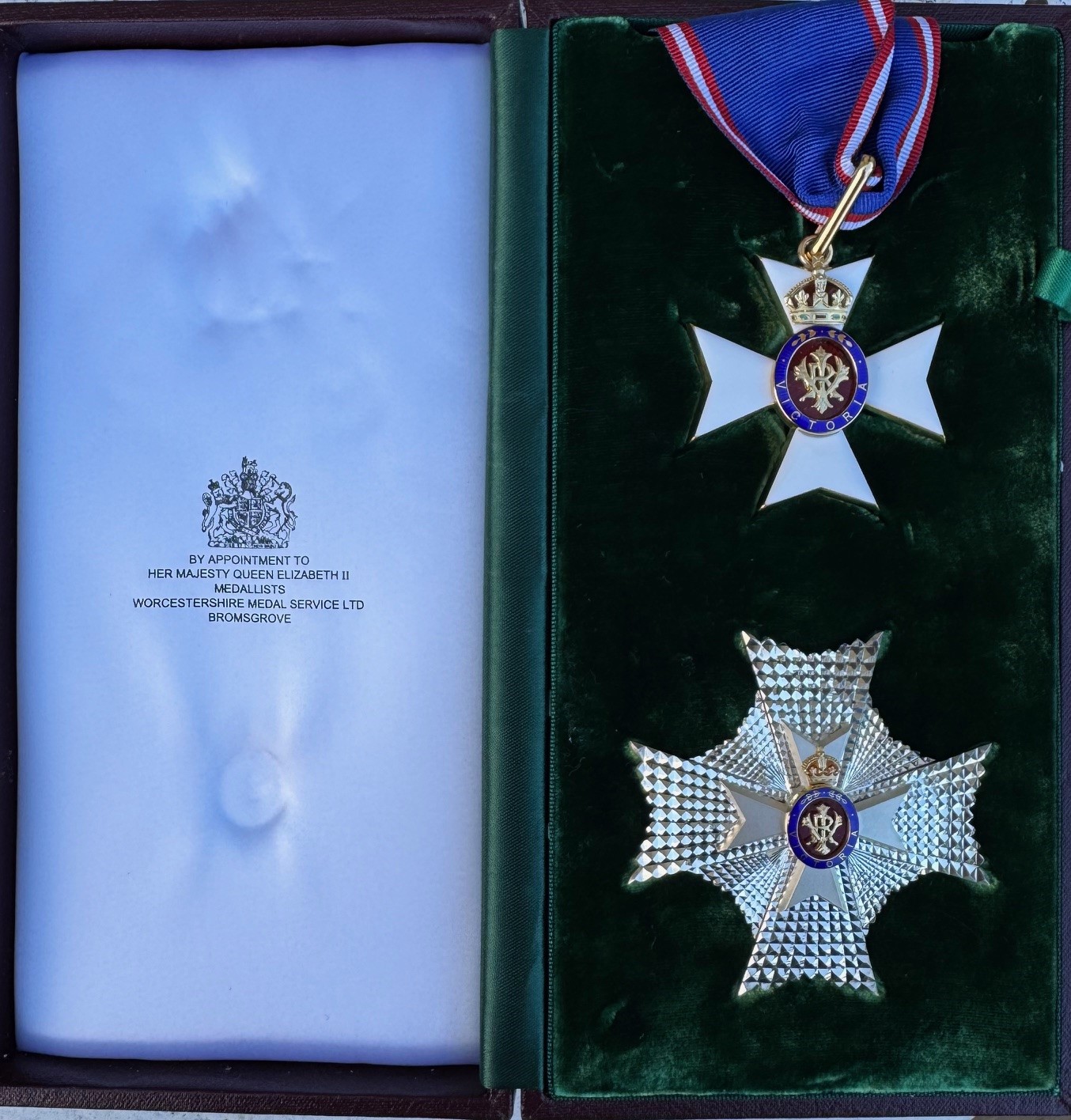 The box featuring the Knighthood medal given to Bishop John