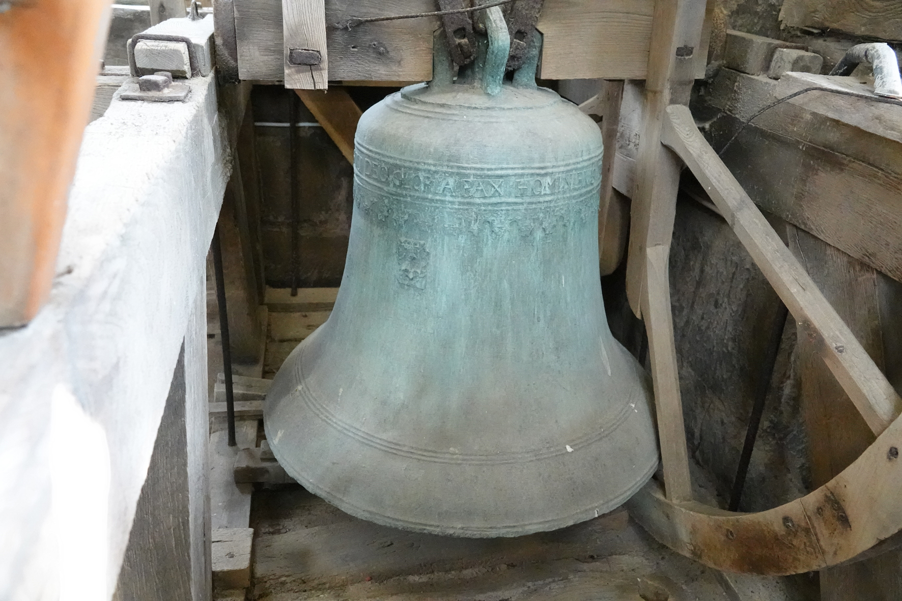 Bell in the tower at Hampton Lovett church