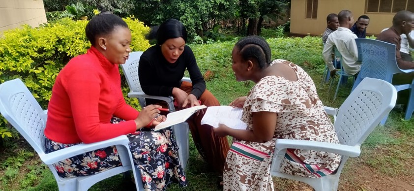 Small group of students talking outside at the Morogoro bible college