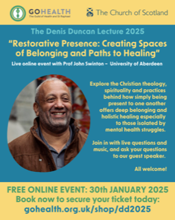 Poster for a lecture on the Ministry of healing on 30 January 2025