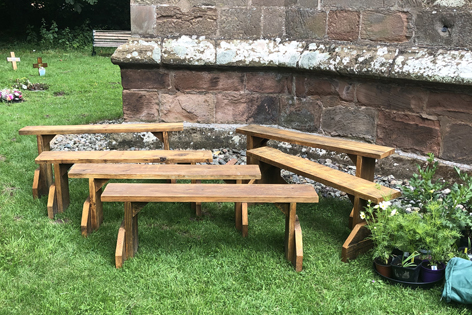 Benches outside Hold Church