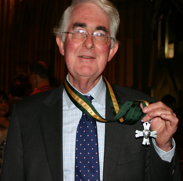 David Hawkins holding his Wulstan Cross