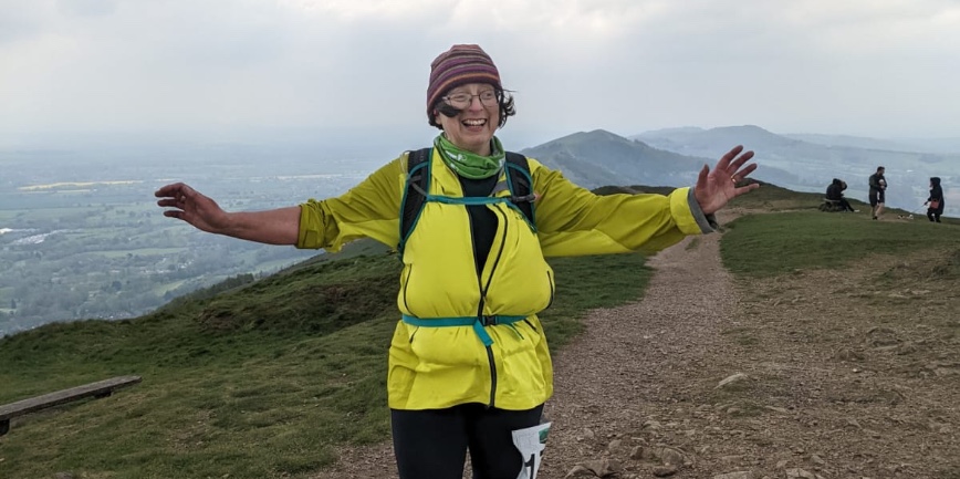 Anthea Elston on the top of the malvern hills