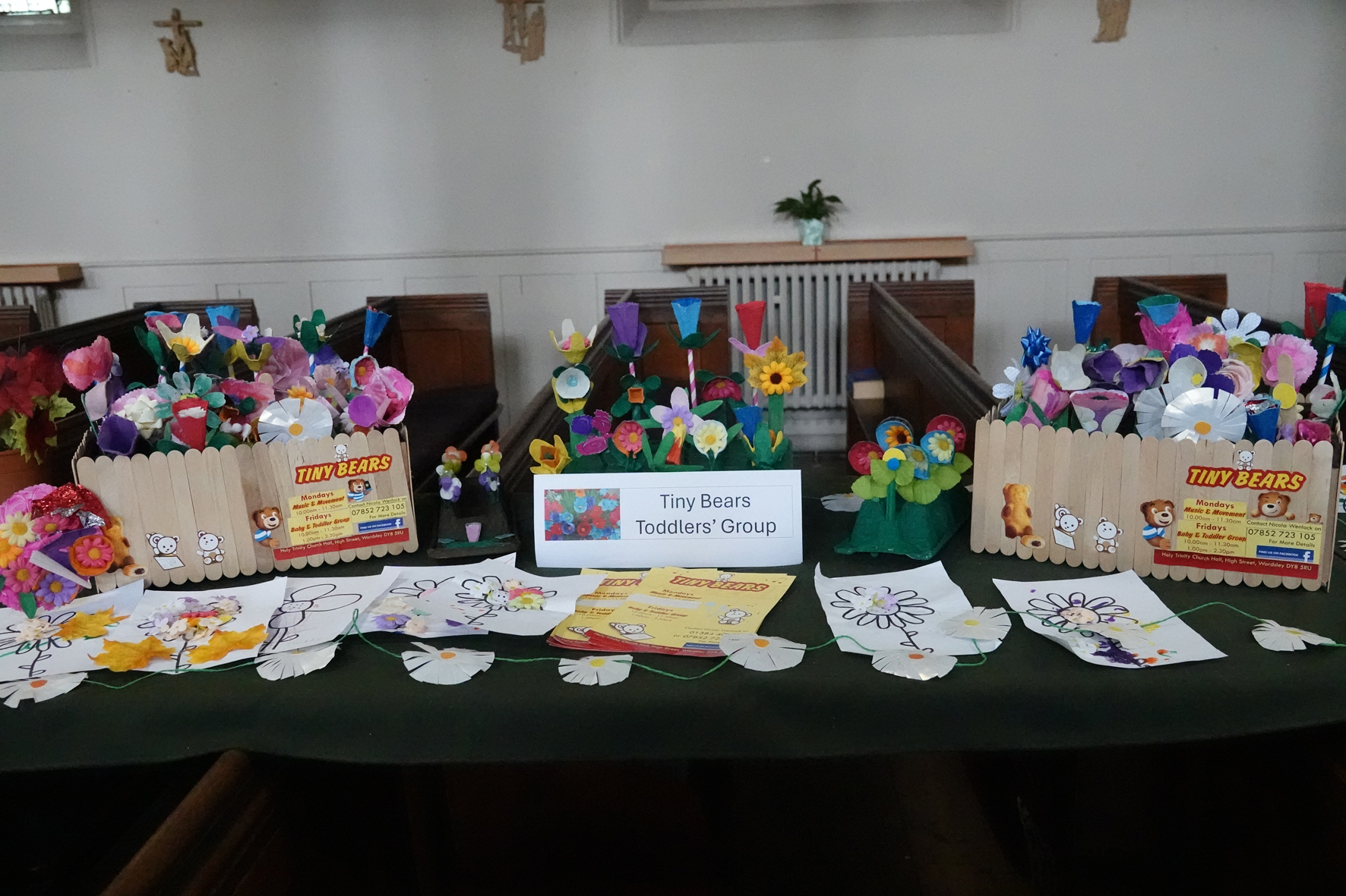 Display of colourful 'eco flowers' at Wordsley church