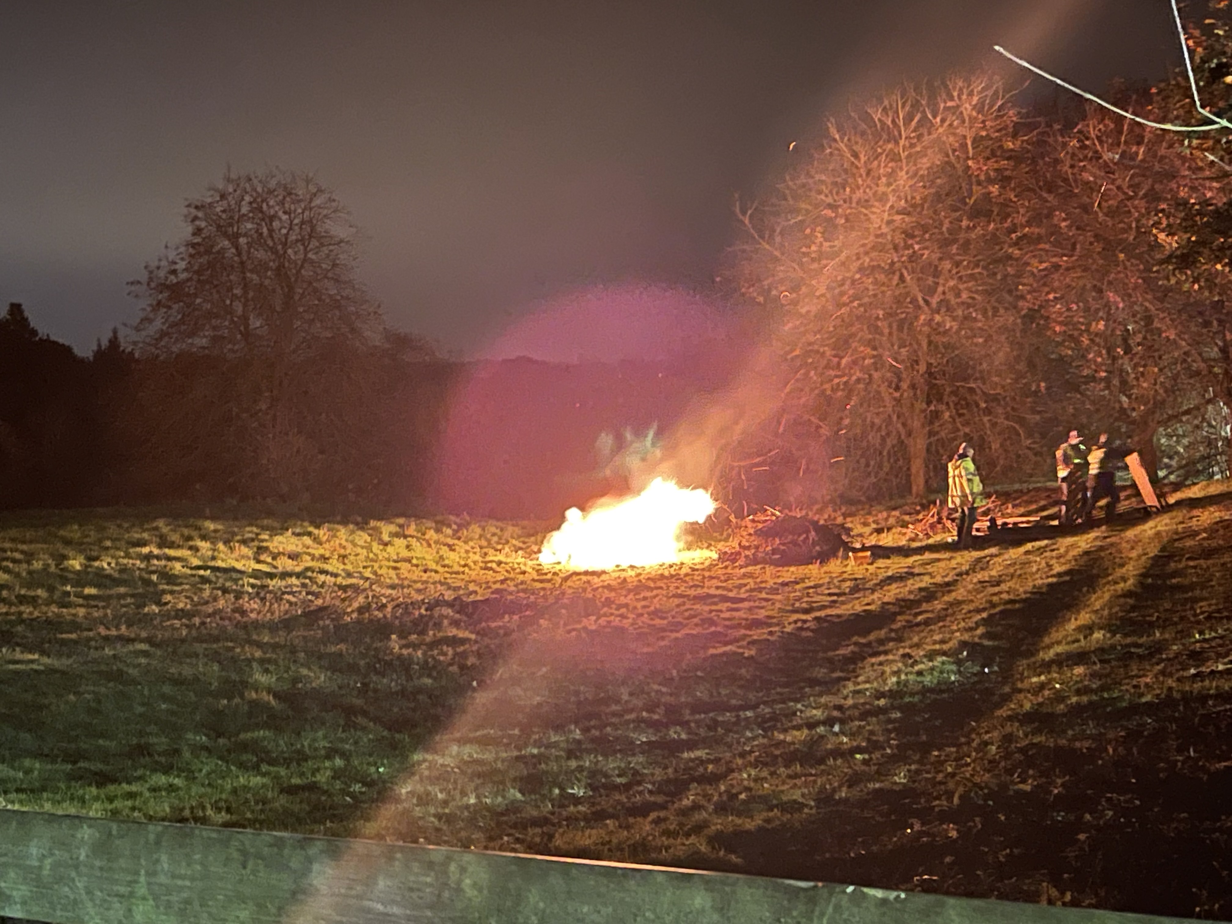 Bonfire outside Tardebigge church