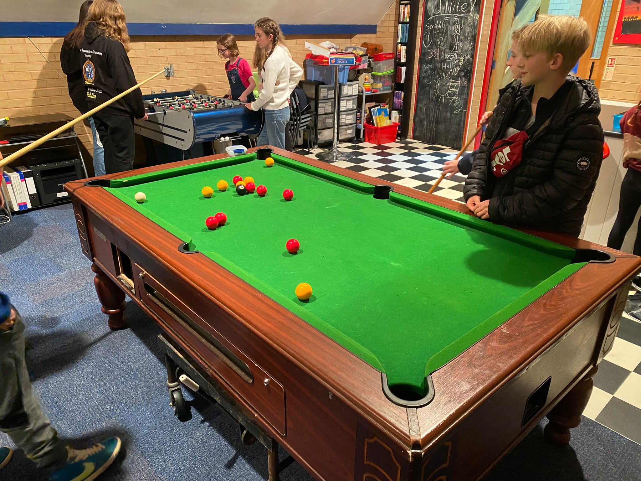 children playing pool at the Evesham youth group