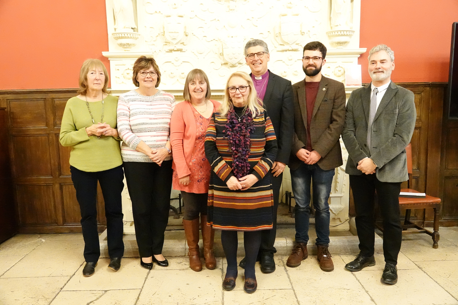 Group of people from Dudley with bishop Martin after receiving their bishops' certificate