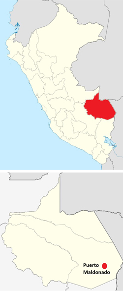 Two maps of Peru showing the location of the mission church
