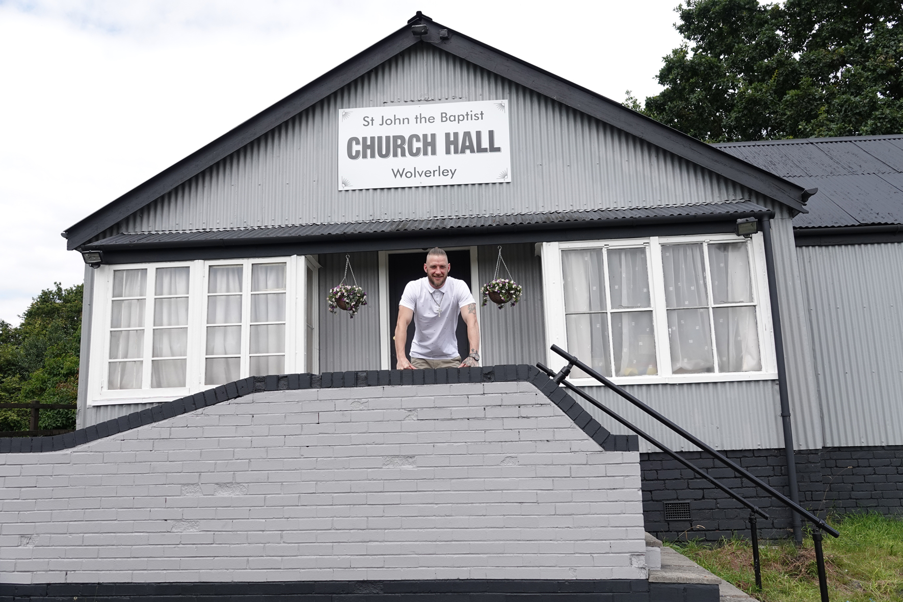 Sam Neale standing in the entrance to the newly refurbished Wolverley church Hall