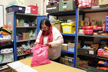 packing bags in the foodbank