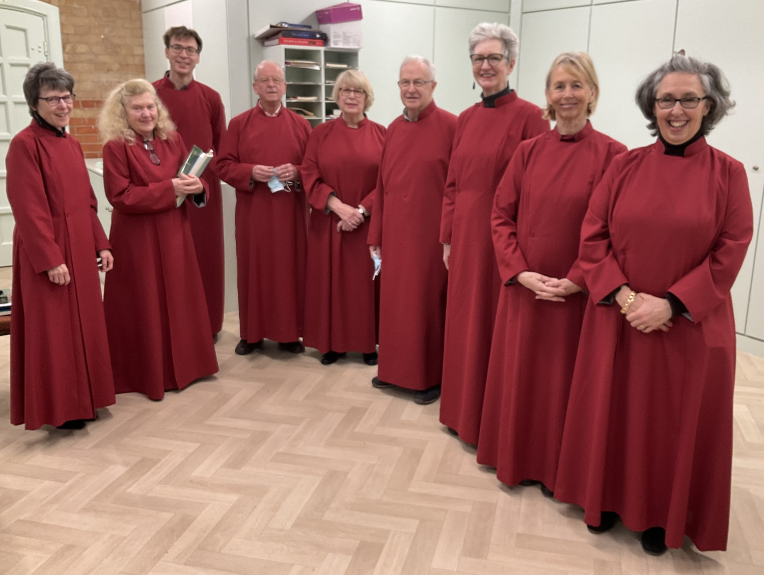 Some of St Martin's choir in their new cassocks