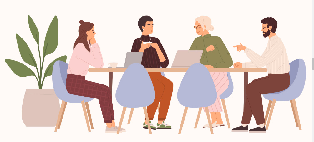 Cartoon image of a meeting