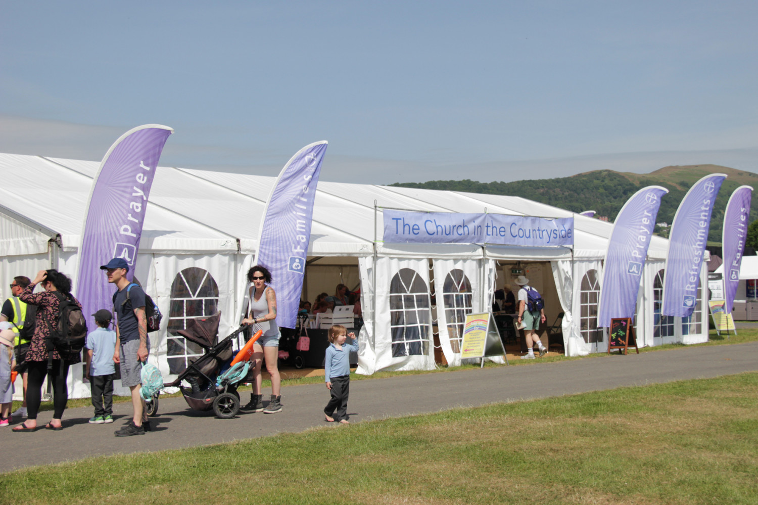 The outside of the church tent at the three counties show