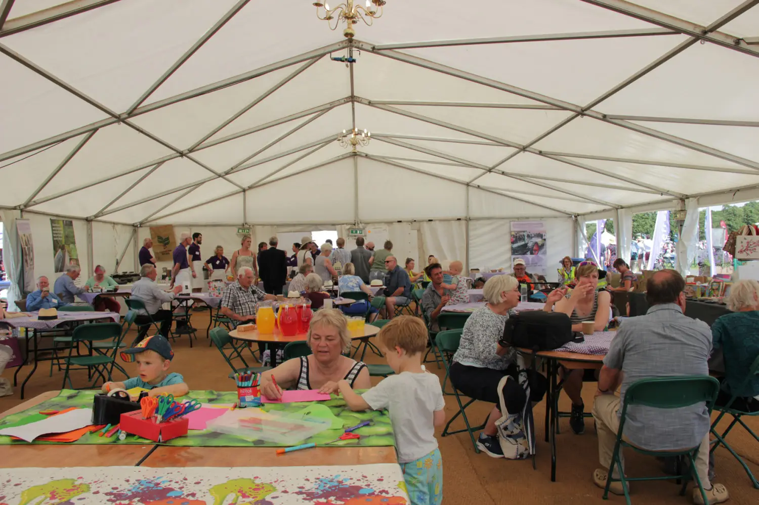 Inside of the church tent