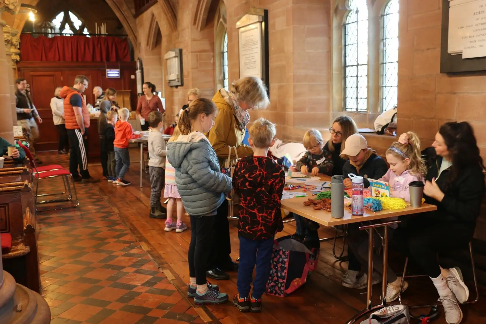 Families taking part in craft activities