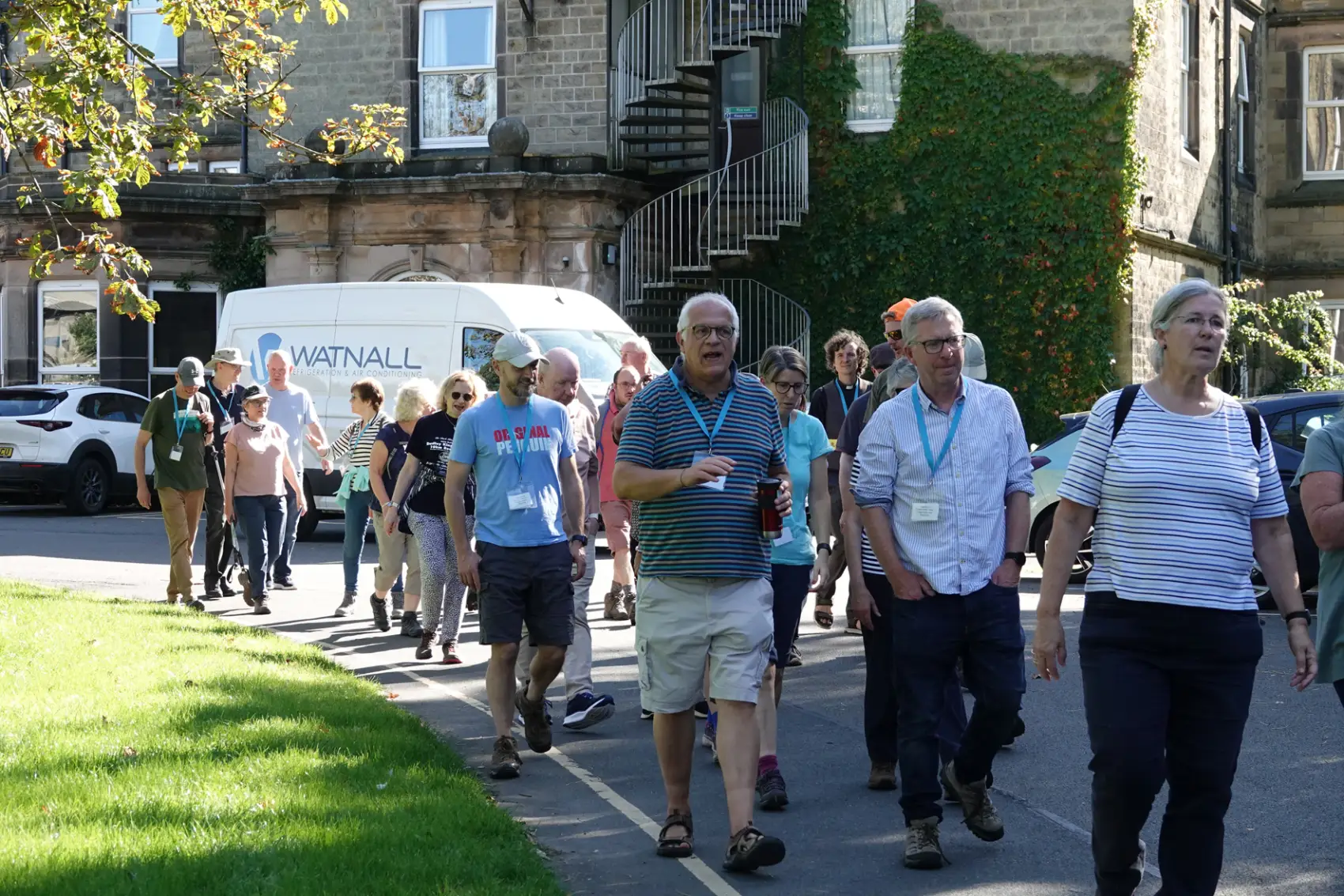 Clergy heading out on a walk outside the Hayes Conference centre