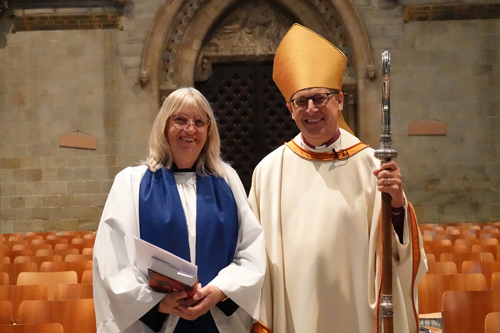 Helen Black with Bishop Martin