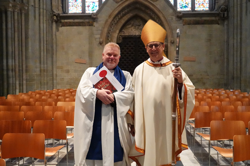 Robbie Porter with Bishop Martin