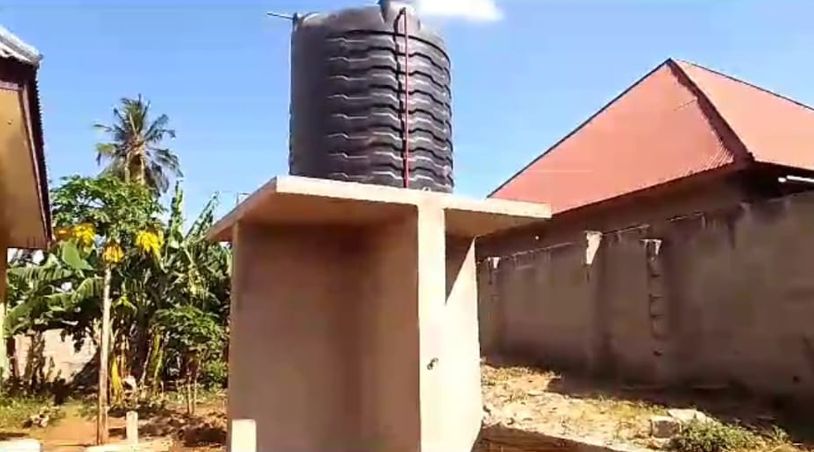 New water tower outside Chamwino nursery school