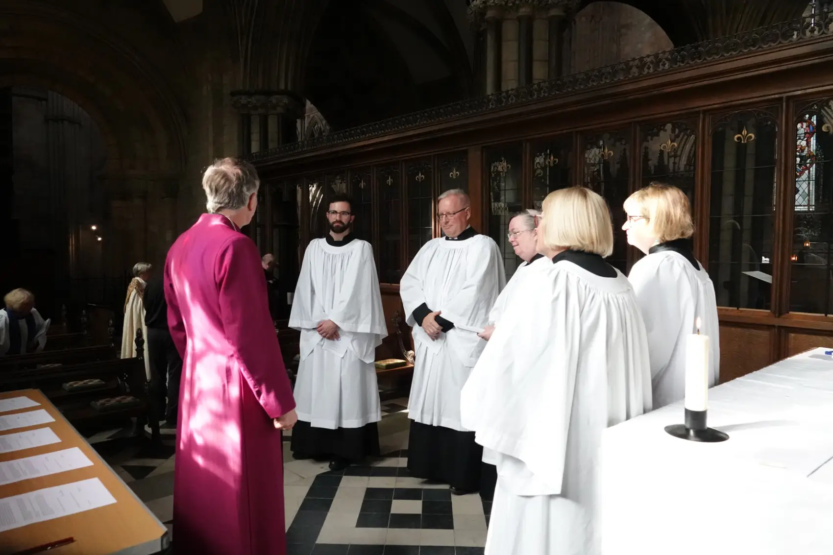 Bishop Hugh talking to Readers before their licensing