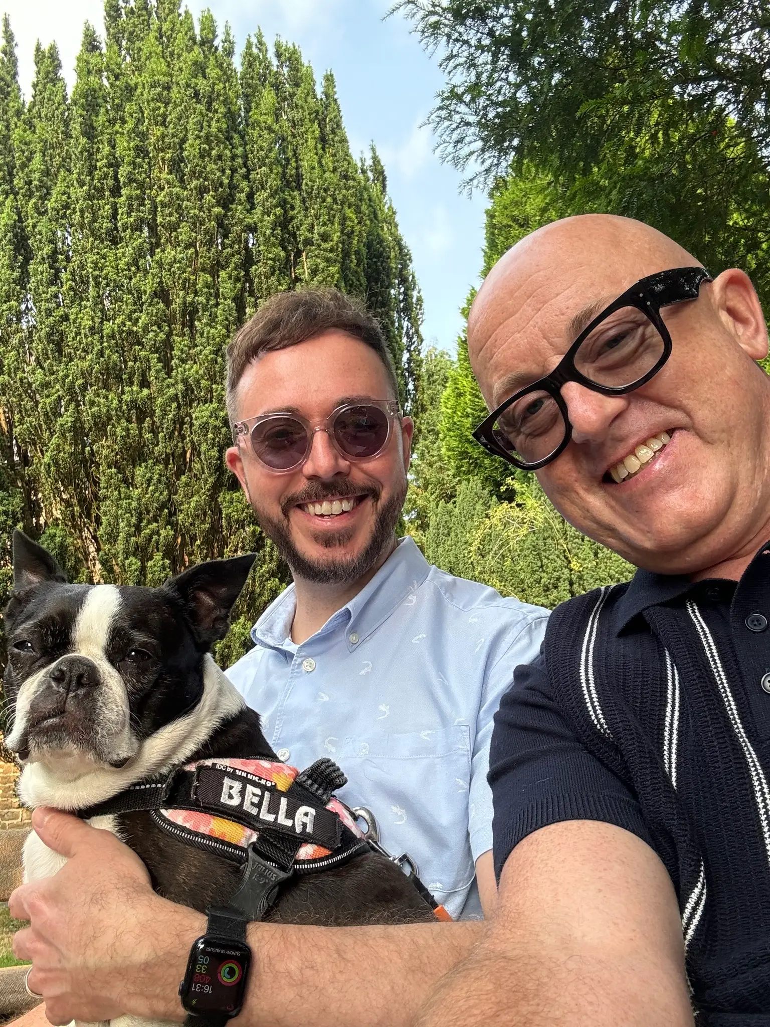 Dog with two people at the Wyre Forest West pet service